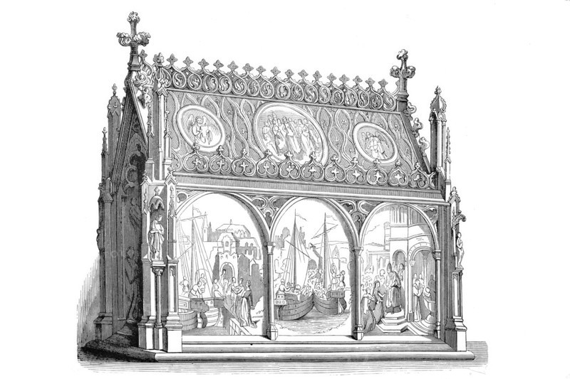 The legend of Saint Ursula on the panels of the Ursula Shrine.