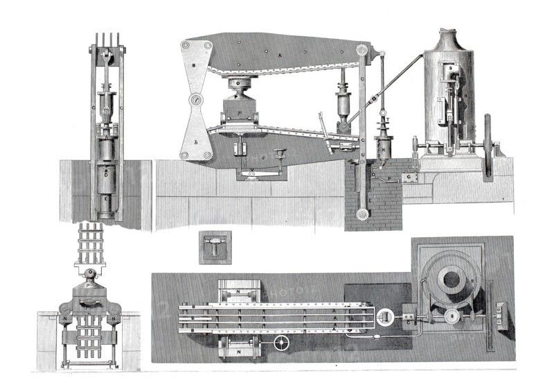 Wilson's machine for pressing metal into molds.
