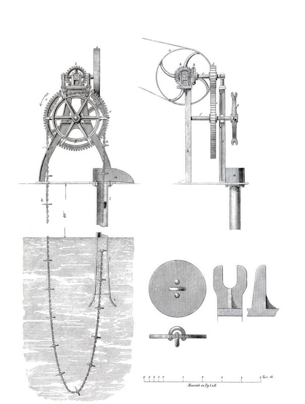 Chain pump for steam engine operation by Jung & Must in Halle.