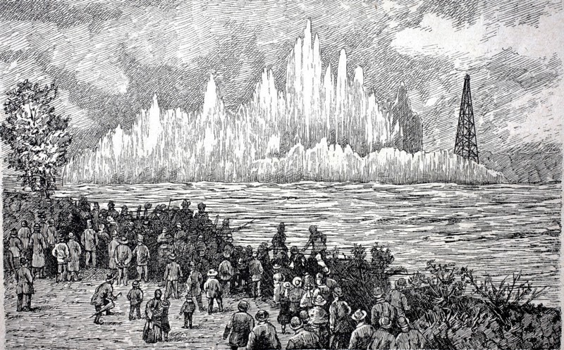 Blasting of the rocks of Ballets Point near New York.