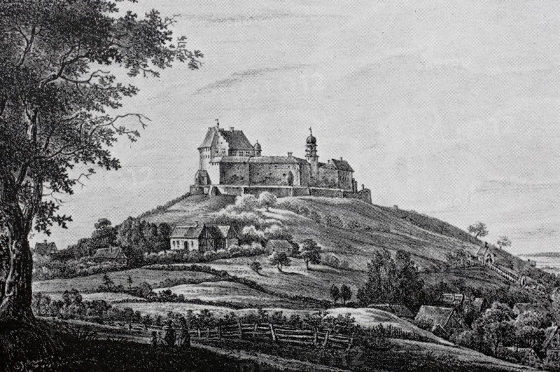 Spielberg Castle in the Franconian Alb in the Middle Ages.