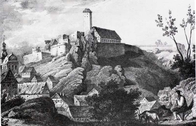 Veldenstein Castle near Neuhaus an der Pegnitz in the Middle Ages.
