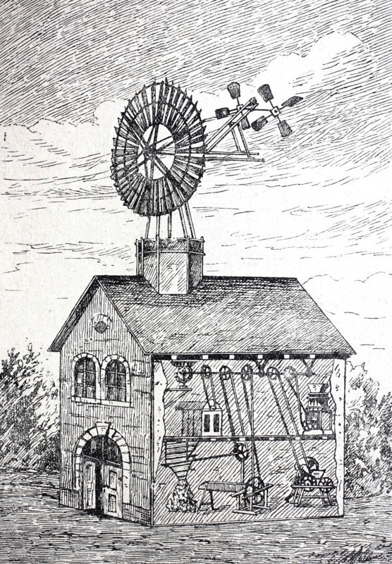 Wind engine for agricultural purposes.
