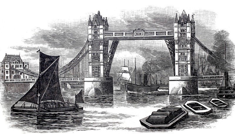 The Tower Bridge over the Thames in London.