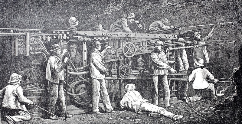 Tunnel boring machine for the Mont Cenis Tunnel.