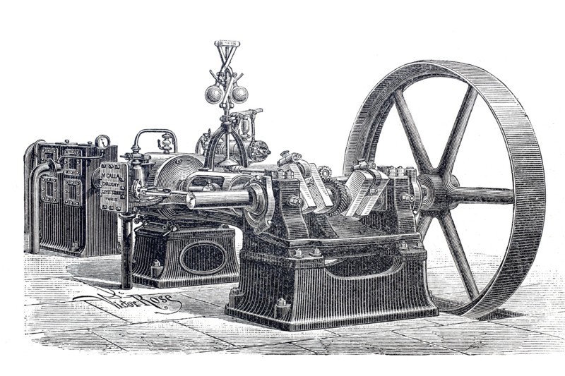 Steam engine.