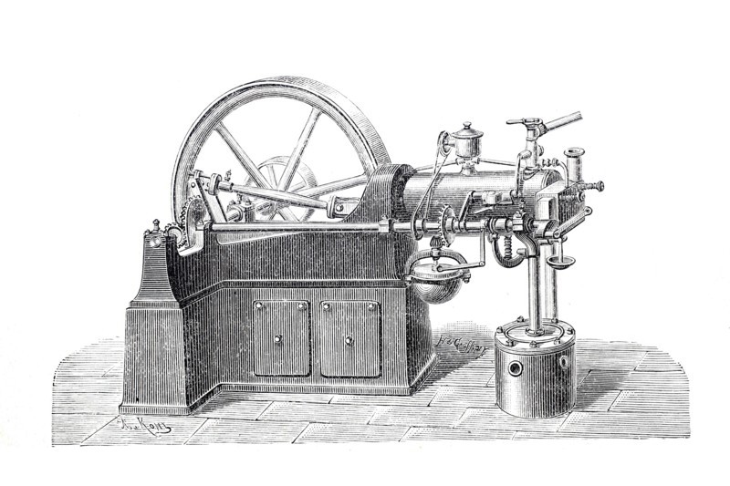 Horizontal engine.