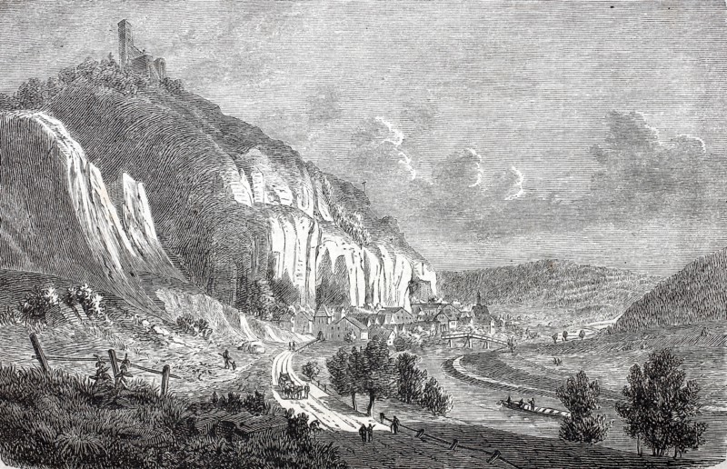 Randeck Castle and the village of Neuessing in the Altmuhl Valley.