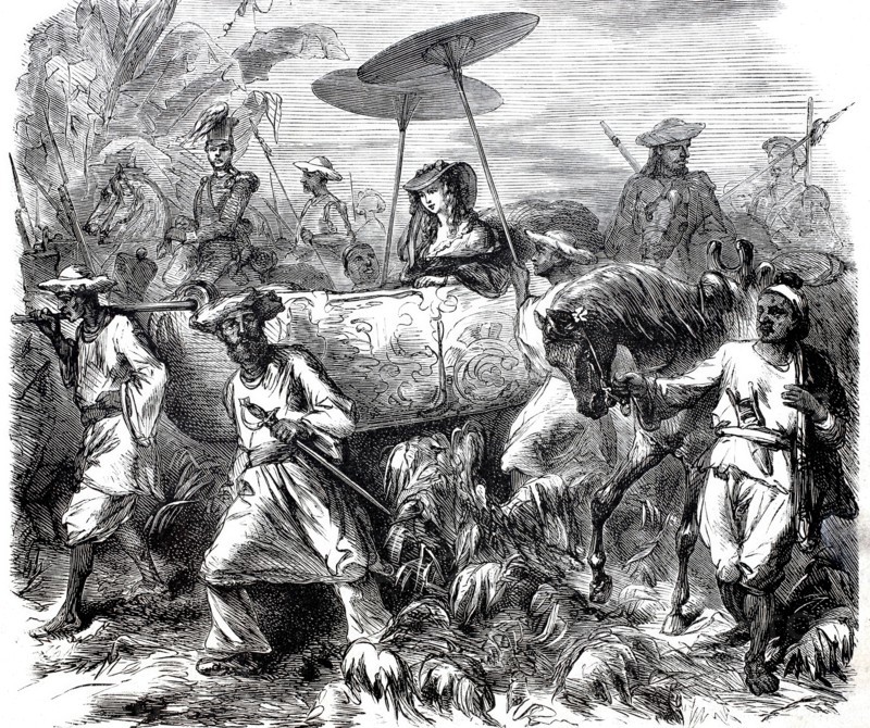 Wilhelmina Mac-Slane in a palanquin.