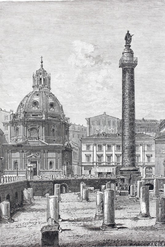 Trajan's Column and part of the Forum in Rome.