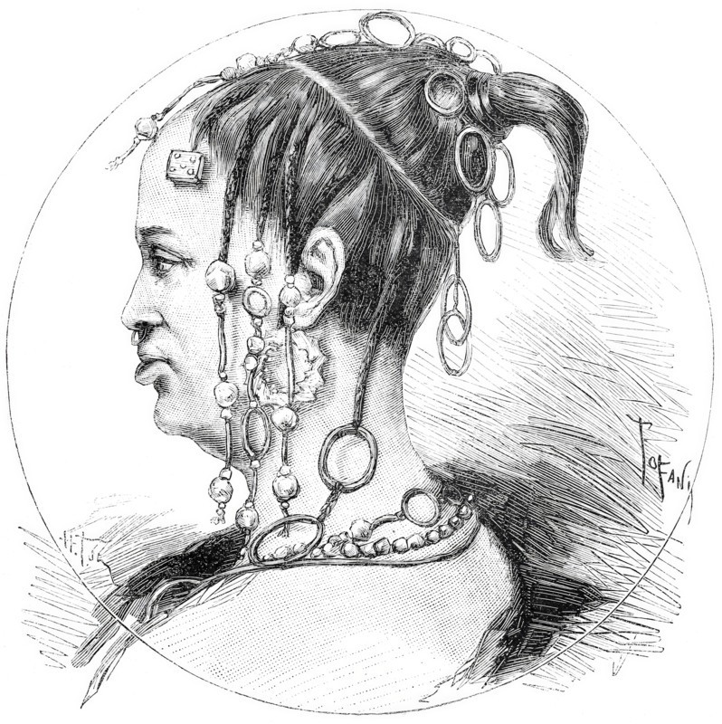 Headdress of a woman from the Peul tribe.
