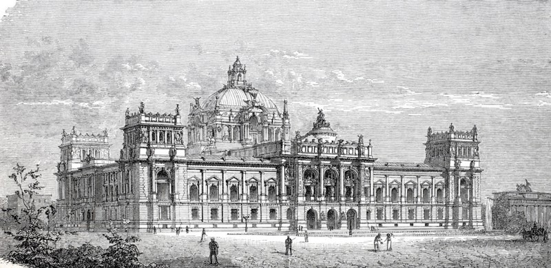 Award-winning design for the Reichstag building by Paul Wallot.