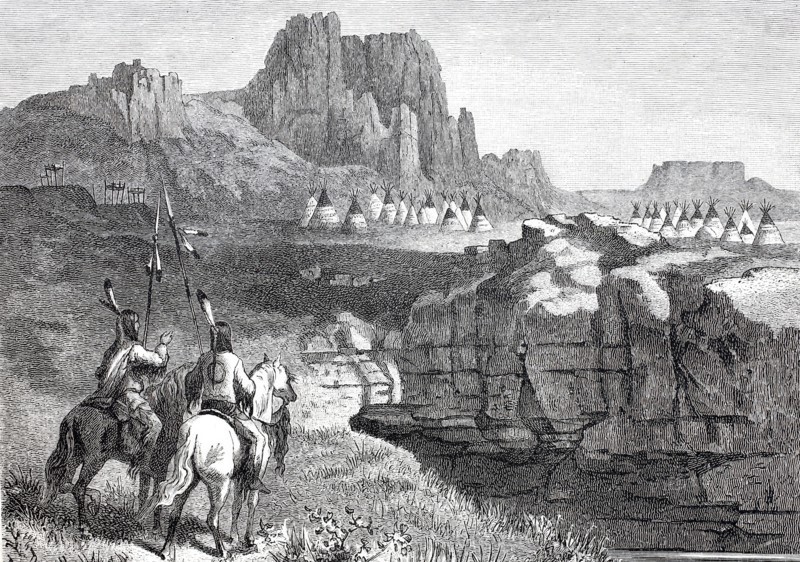An Indian camp with tents.