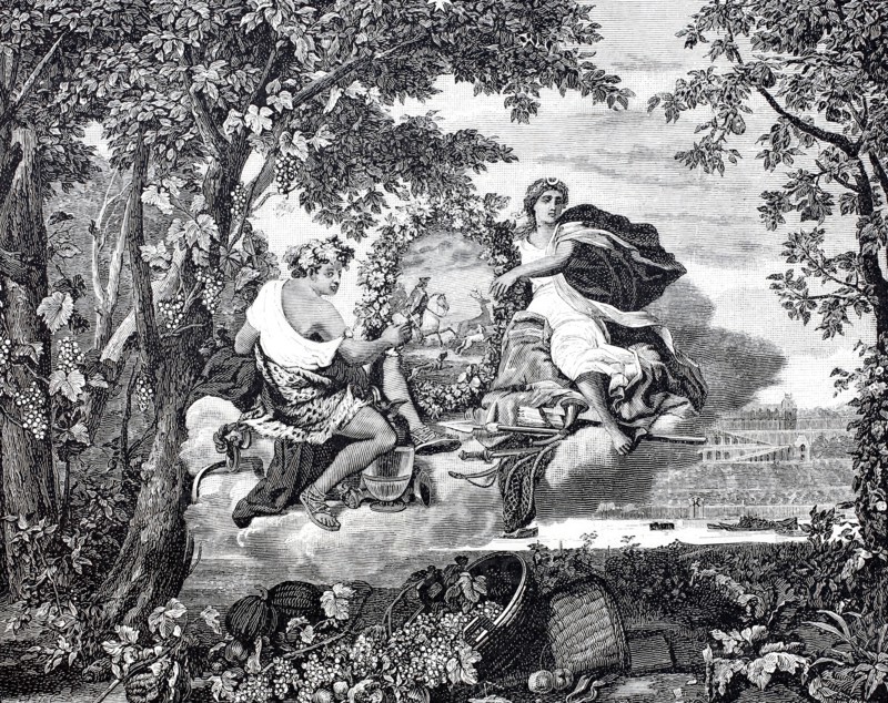 An allegory of autumn on a 17th-century tapestry from a Parisian manufactory.