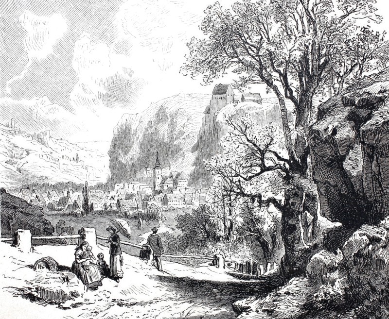 Landscape and castle near Pottenstein.