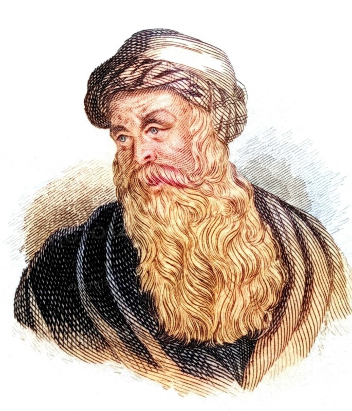 Epiphanios of Salamis. Latin Epiphanius (born around 315 in Besanduk near Eleutheropolis. died April 12. 403) was Bishop of Constantia. Salamis. in Cyprus. from the book Crabbe's Historical Dictionary. 1825. Historical. colored. digitally restored reproduction from an original from the 19th century