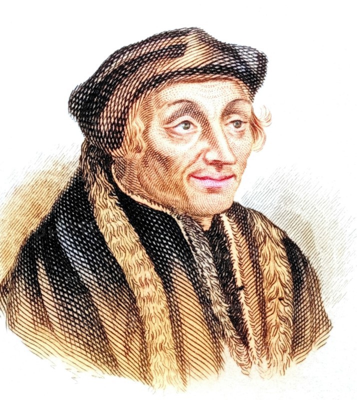 Desiderius Erasmus of Rotterdam or simply called Erasmus[1][2] (born 28 October 1466/1467/1469 in Rotterdam. died 11/12 July 1536 in Basel) was a Dutch polymath: theologian. philosopher. philologist. priest. author and editor of 444 books and writings. from the book Crabbe's Historical Dictionary. 1825. historical. colored. digitally restored reproduction from an original from the 19th century