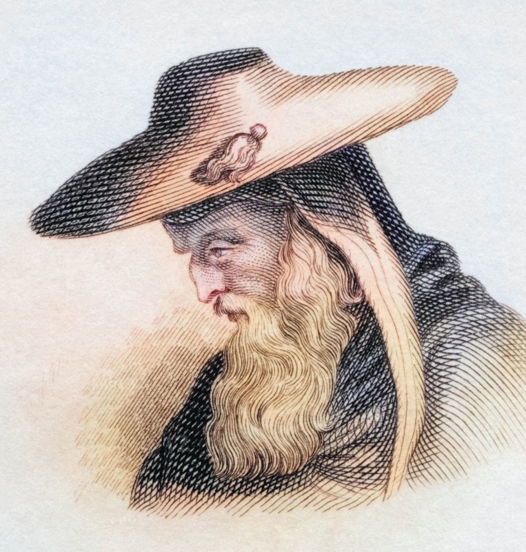 Saint Jerome (born circa 347. died 420). Aka Saint Heirom. Christian Priest and Apologist. best known for translating the Vulgate. From Crabbe's Historical Dictionary. 1825. Historical. colored. digitally restored reproduction from a 19th-century original