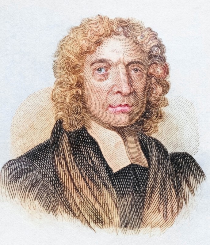 John Strype. 1643 to 1737. English church historian and biographer. from the book Crabbe's Historical Dictionary. 1825. Historical. colored. digitally restored reproduction from an original from the 19th century