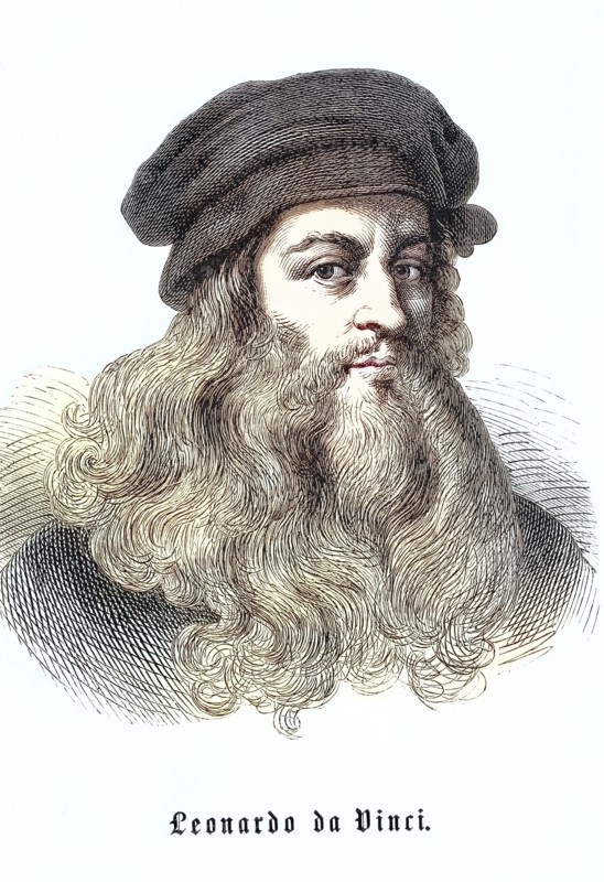 Leonardo da Vinci (born April 15. 1452. died May 2. 1519 at Clos Lucé Castle). Italian painter. sculptor. architect. anatomist. mechanic. engineer. and natural philosopher. digitally restored reproduction of an old original. historical. exact date unknown