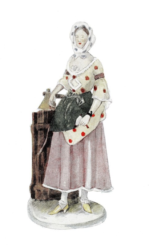 Costumes based on porcelain figures in Germany and Austria. Rococo. Vienna and Nymphenburg. 1760. historical. authentic. digitally restored reproduction from a 19th-century model