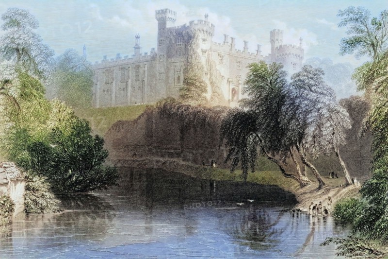 Kilkenny Castle. Kilkenny. Ireland. from The Scenery and Antiquities of Ireland. 1841. digital reproduction of a historical original