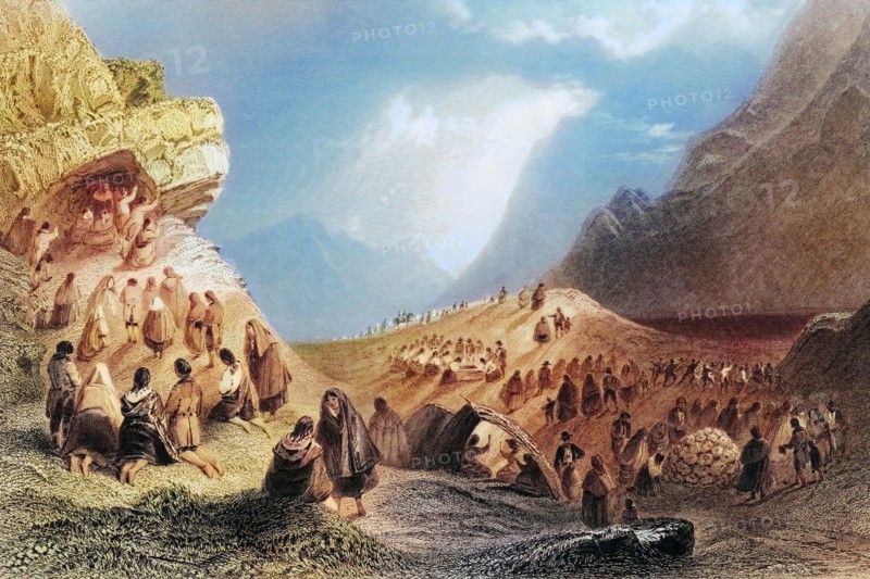 A pattern in Connemara. Ireland. from The Landscape and Antiquities of Ireland. 1841. digital reproduction of a historical original