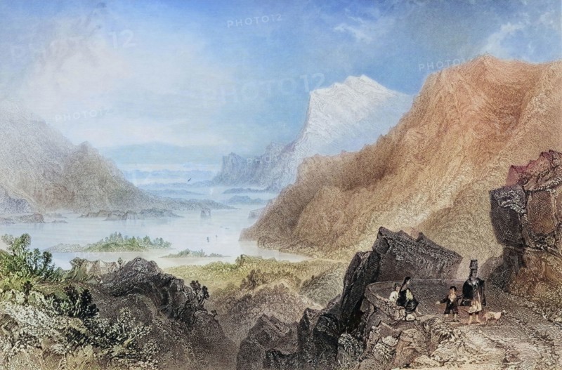 Approach to Killarney from the Kenmare Road. County Kerry. Ireland. from Scenery and Antiquities of Ireland. 1841. digital reproduction of a historical original