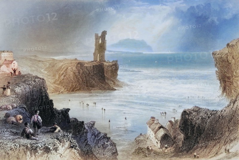 Ballybunian. County Kerry. Ireland. from The Scenery and Antiquities of Ireland. 1841. digital reproduction of a historical original