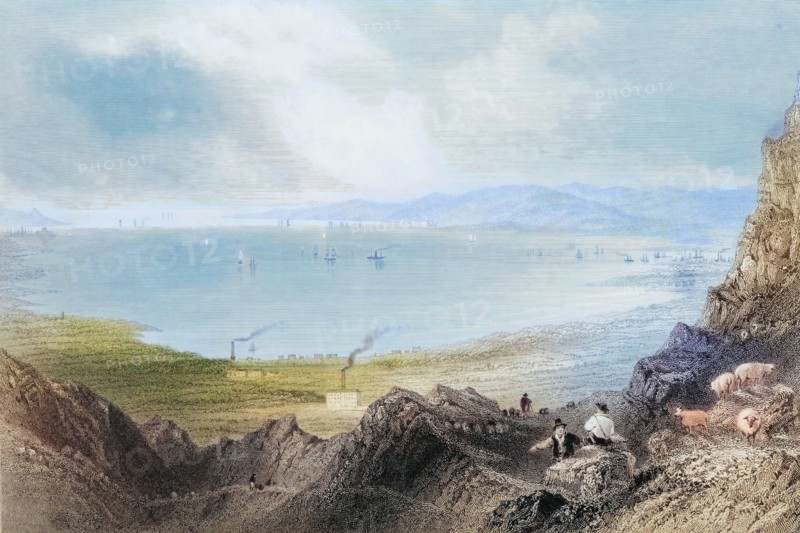 Blefast Lough. Ireland. from The Landscape and Antiquities of Ireland. 1841. digital reproduction of a historical original