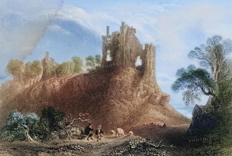 Carrigogunnell Castle. near Limerick. Ireland. from The Scenery and Antiquities of Ireland. 1841. digital reproduction of a historical original