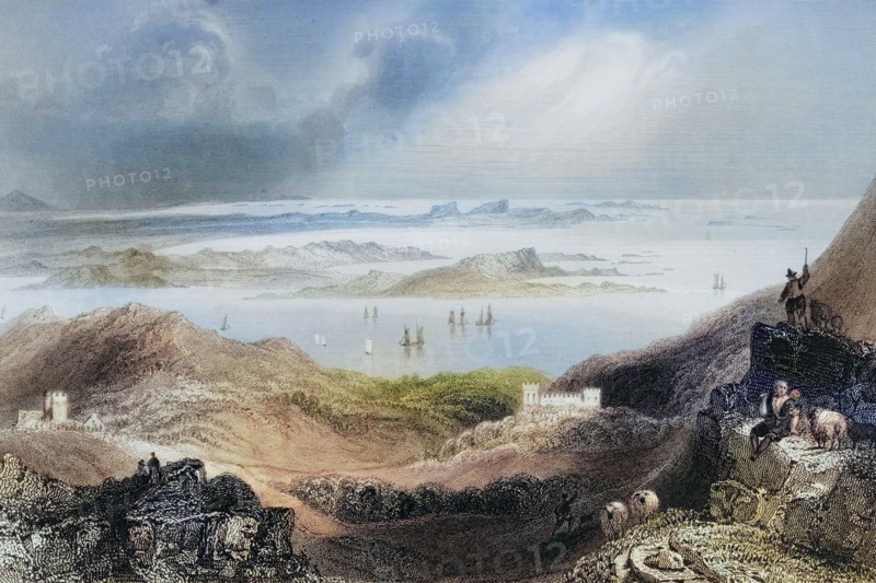 Clifden Castle. Connemara. County Galway. Ireland. from The Scenery and Antiquities of Ireland. 1841. digital reproduction of a historical original