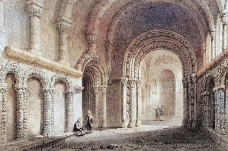 Cormac's Chapel. Cashel. Connemara. County Galway. Ireland. from The Scenery and Antiquities of Ireland. 1841. digital reproduction of a historical original