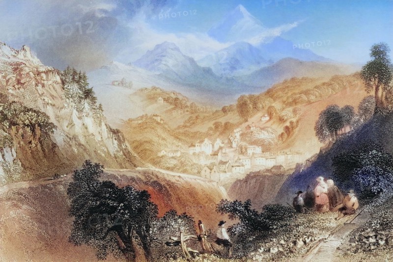 Enniskerry. near Dublin. Ireland. from The Scenery and Antiquities of Ireland. 1841. digital reproduction of a historical original