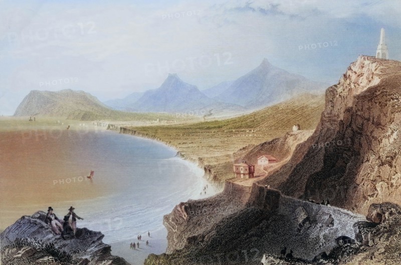 Killiney Bay. County Wicklow. Ireland. from The Landscape and Antiquities of Ireland. 1841. digital reproduction of a historical original