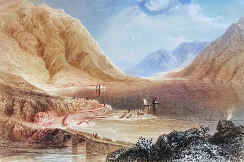 Leenane. Connemara. Ireland. from The Landscape and Antiquities of Ireland. 1841. digital reproduction of a historical original