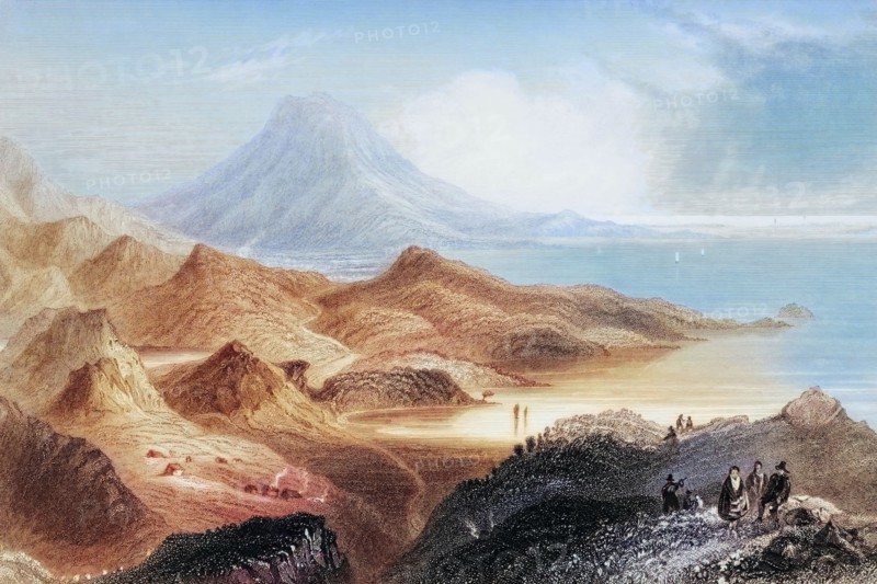 Lough Conn and Mount Nephin. County Mayo. Ireland. from The Landscape and Antiquities of Ireland. 1841. digital reproduction of a historical original