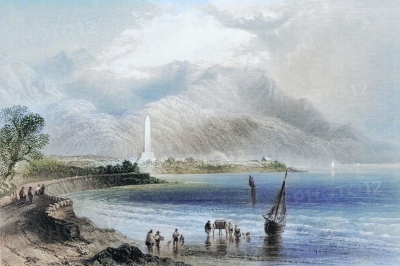 Monument of General Rofs. Ross Trevor. Ireland. from The Scenery and Antiquities of Ireland. 1841. digital reproduction of a historical original