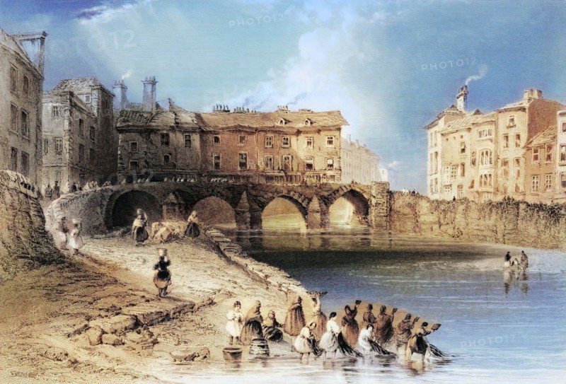 Old Boat Bridge. Limerick. Ireland. from The Scenery and Antiquities of Ireland. 1841. digital reproduction of a historical original