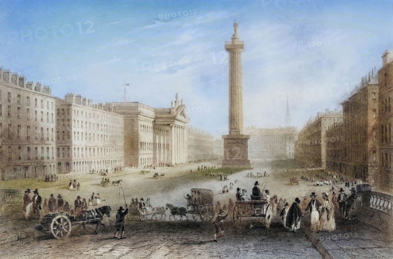 Sackville Street. Dublin. Ireland. from The Scenery and Antiquities of Ireland. 1841. digital reproduction of a historical original