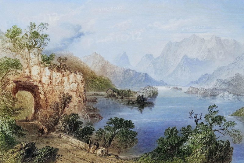 Upper Lake. Killarney. County Kerry. Ireland. from The Scenery and Antiquities of Ireland. 1841. digital reproduction of a historical original