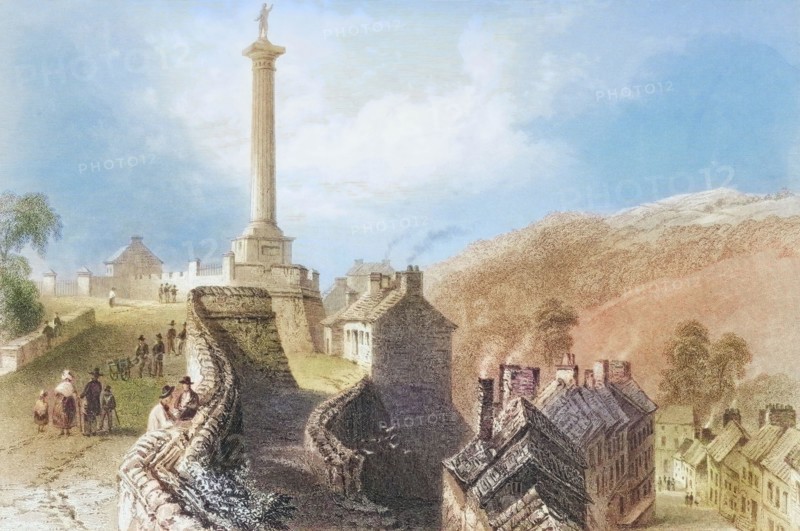 Walker's Pillar - Walls of Londonderry. Ireland. from The Scenery and Antiquities of Ireland. 1841. digital reproduction of a historical original