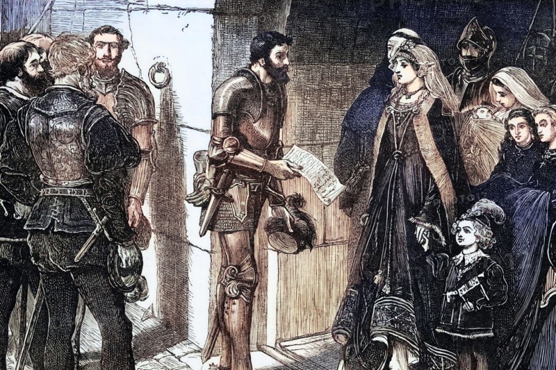 Scottish peers claimed the children of Queen Margaret in 1515. part of the royal intrigue. Margaret was a daughter of Henry VII of England. the wife of James IV. King of Scots. and her son became King James V of Scotland. Digital reproduction of a historical original.