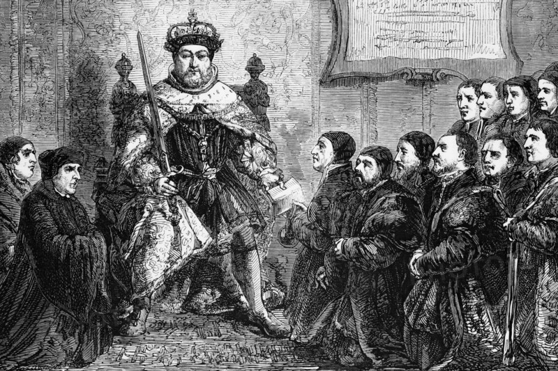 Henry VIII grants a charter to the Worshipful Company of Barber-Surgeons. England 1539. digital reproduction of a historical original