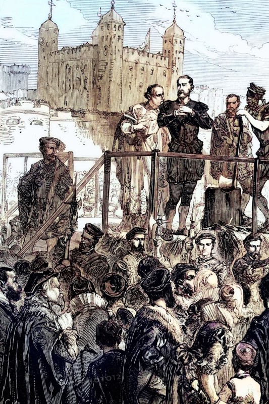 The execution of the Duke of Northumberland. 22 August 1553 on Tower Hill. London. England. digital reproduction of a historical original