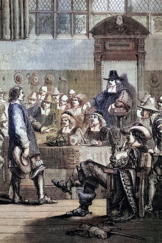 Cromwell proposed the Self-Denying Ordinance. a bill introduced on December 9. 1644. to deprive members of the English Parliament of command of the army or navy during the English Civil War. England. digital reproduction of a historical original