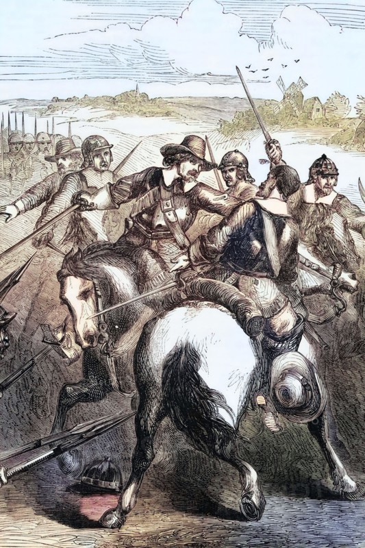 Cromwell suppressed the revolt of the soldiers of the English New Model Army in Banbury. Several mutineers were killed in the battle on May 13. 1649. England. digital reproduction of a historical original.