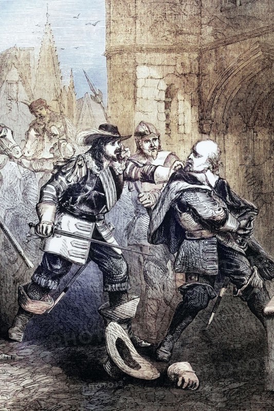 Sir John Coventry was attacked on December 21. 1670. on his way home in London by Sir Thomas Sandys. an officer of the Guard. and other accomplices on the orders of Monmouth and with the approval of the King himself. Sir John's nose was slashed to the bone. England. digital reproduction of a historical original.