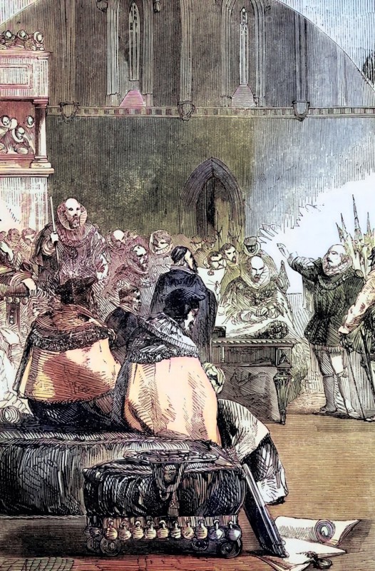 The trial of Thomas Howard. 4th Duke of Norfolk (1536–1572). an English nobleman imprisoned by Queen Elizabeth in 1569 for planning a marriage with Mary. Queen of Scots. England. digital reproduction of a historical original