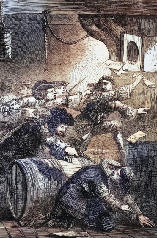 The arrest of the Jacobites after the Battle of the Boyne in July 1690. England. digital reproduction of a historical original